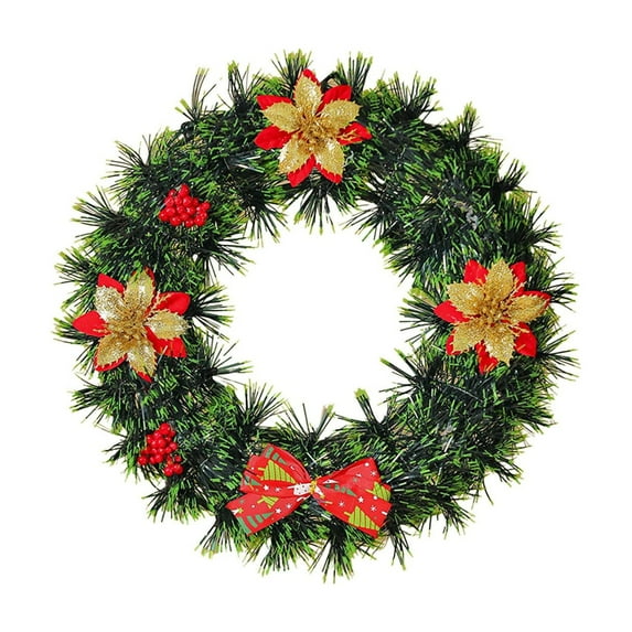 PuSpu Christmas Wreath Walmart 13.8in Plastic Multicolor Golden Ball Pinecone Door Window Wall Hanging Indoor Outdoor Holiday Decor Winter Floral Circular 120g Reusable Festive Entryway Accent