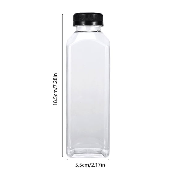 PuSpu Clear 18.5x5.5x5.5 cm 1-Pack Plastic Reusable Beverage Bottle with Lid Food-Grade Odorless Shatterproof for Water Tea Milk Juice Fridge Storage