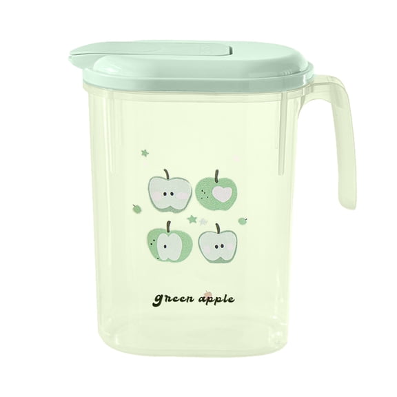 PuSpu Cold Water Pitcher 19.5x18x8.5 cm 1-Pack Green Plastic Leak-Proof Heat-Cold Resistant Fridge-Side Handle Iced-Tea Juice Kitchen Outdoor