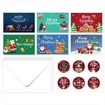 PuSpu Deluxe Christmas Cards Set – 6 Festive Cards, 6 Envelopes & 6 Seals, 5.9"x7.5" Colorful Holiday Greeting Stationery for Family & Friends