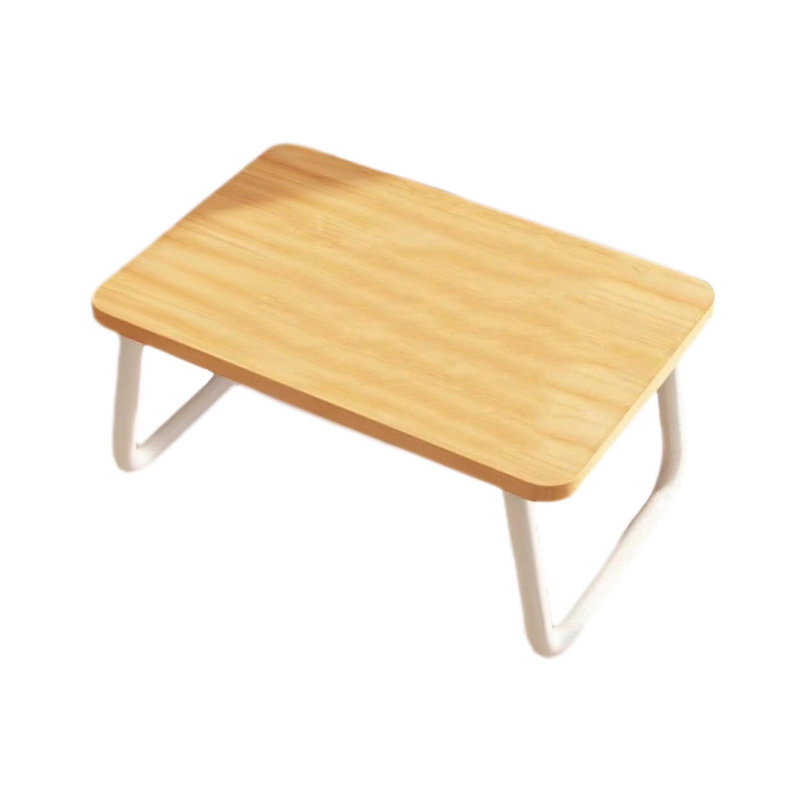 PuSpu Foldable Wooden Laptop Bed Desk, 1 Pc Yellow Portable Lap Stand, 19.7x11.8x9.1in, Multi-Use Mini Table for Breakfast Picnic Drawing Sofa Floor