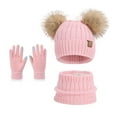 thumbnail image 1 of PuSpu Girls and Boys's Hats Winter Outdoor Warmth Three-piece Set For Boys And Girls With Fleece Ear Protects Pullover Caps Wool Knitted Woolen Caps, 1 of 1