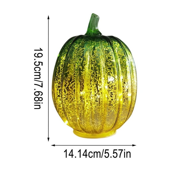 PuSpu Glass Pumpkin Lights -Battery-Operated Sparkling Decor for Halloween & Thanksgiving, Shatter-Resistant Glitter Table Centerpiece with LED, Safe Wireless Indoor/Outdoor Use