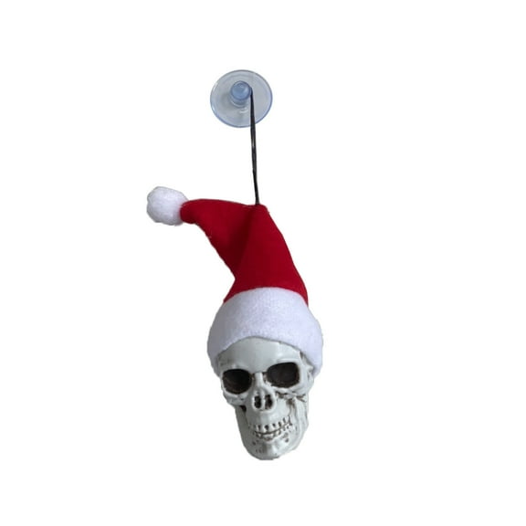 PuSpu Gothic Red Xmas Skull Mini Hanging Ornament, 8" Plastic Punk Pendant for Tree Window Bedroom, Creative Holiday Gift, 1Pcs Spooky Cute Decor