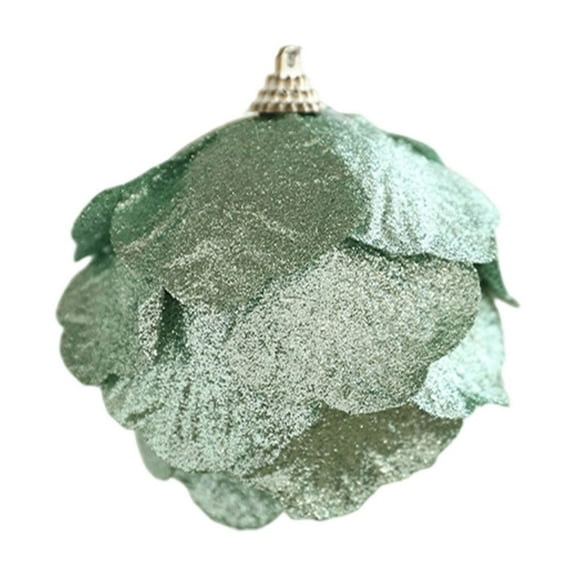 PuSpu Green Glitter Mint Christmas Ornaments 8 cm Foam Reusable Hanging Decor 1pc Leaf Teardrop Pearl Ball for Tree Holiday Wedding Party Natural Festive Accent