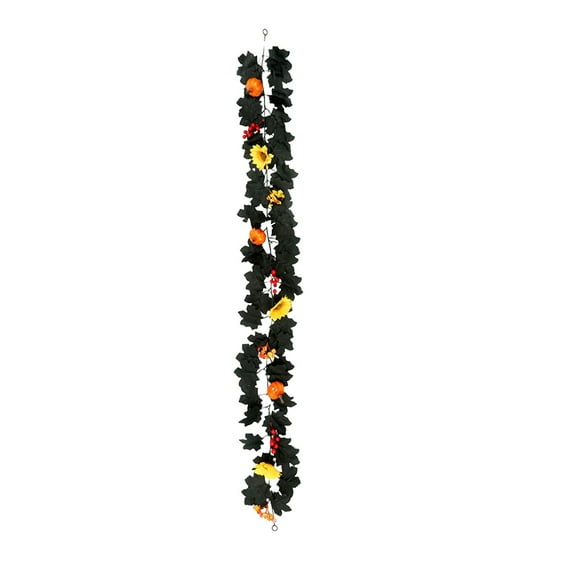 PuSpu Halloween Black Maple Garland: Fall Decorations for Haunting Beauty