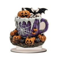 PuSpu Halloween & Christmas Table Decor Set - Acrylic 2D Flat Witch Pumpkin Ornaments, Reusable Holiday Centerpiece for Party Dining Table Settings