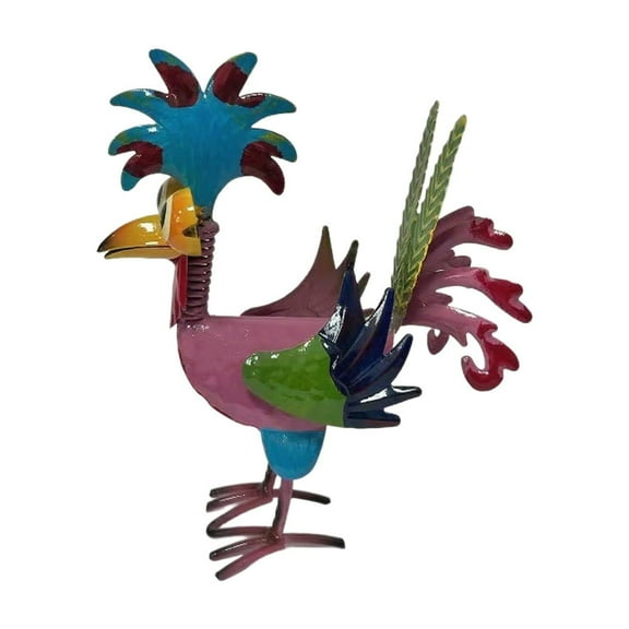 PuSpu Halloween Decor Colorful Metal Rooster Garden Statue Wrought Iron Garden Decor Suitable For Patio Living Room Porch No Power Required Suitable For Christmas Halloween Gift