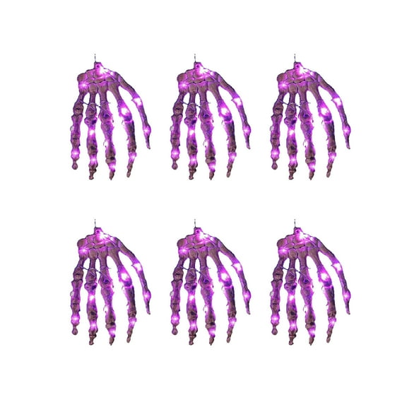 PuSpu Halloween Decor Halloween LED Decorative Light Strings Skeleton Hand Ghost Claw Light Strings Horror Ambient Lights Purple Claw Lights Set Of 6 Claws Halloween Indoor Outdoor Decor