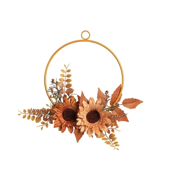 PuSpu Halloween Decor Painted Iron Wreath Wedding Bridesmaid Flower Girl Hand Wreath Artificial Maple Leaf Pumpkin Wall Hanging Decor Halloween Indoor Outdoor Decor