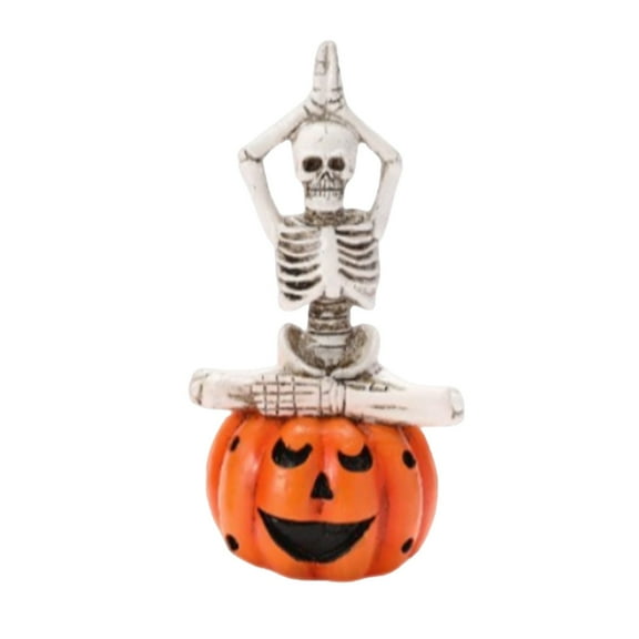 PuSpu Halloween Pumpkin Skull Resin Ornament - 7 Inches Hand-Painted Hanging Decor for Party, Home, Gift