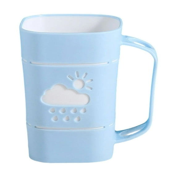 PuSpu Home Decor Bathroom Mouthwash Cup Cute Couple Toothbrush Cup Rain Pattern Handle Plastic Toothbrush Cup Household Products