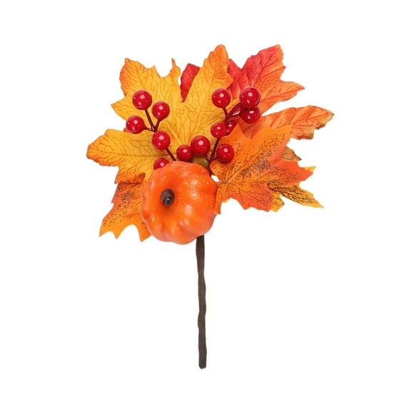 PuSpu Home Decor Halloween Plug-in Accessories Maple Wreath Props Simulation Pumpkin Strobile Red Fruit Thanksgiving Decoration Household Products