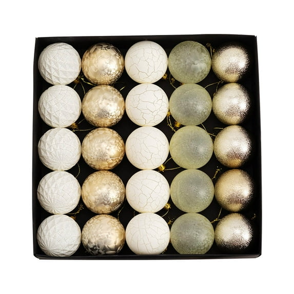 PuSpu Home Decoration 25pcs Christmas Decoration Pendant 6cm Wind Scratch Scratch Crack Painted Christmas Decoration Pendant Christmas Tree Pendant Holiday Products