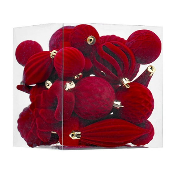 PuSpu Home Decoration 28-Pack Flocked Shaped Christmas Balls Decorative Ornaments For Christmas Tree Holiday Products