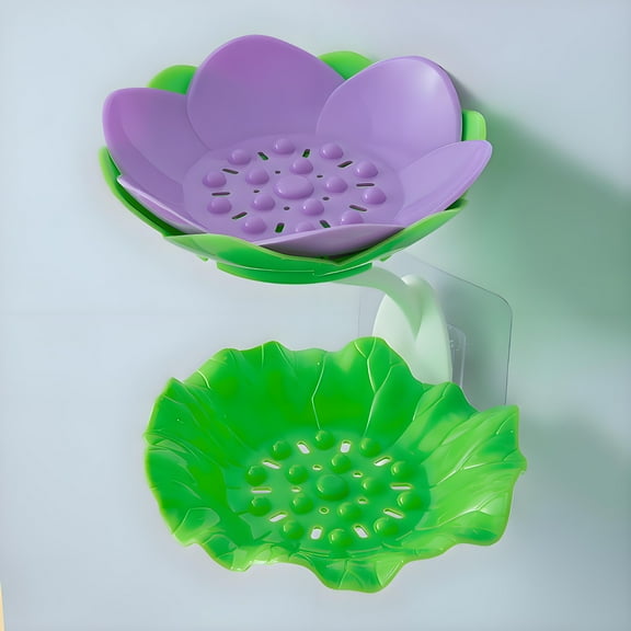 PuSpu Home Decoration Flower Soap Rack – Double-Layer Draining Wall-Mounted Storage Box, Non-Drilling
