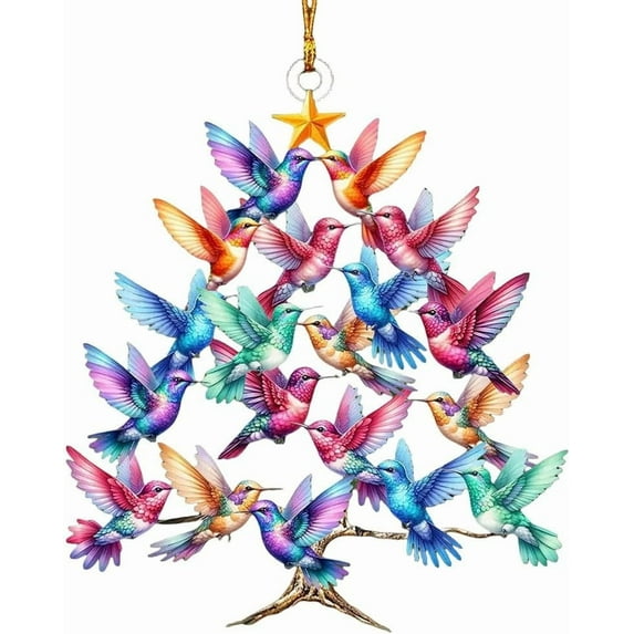 PuSpu Home Decoration Hummingbird Ornament Gifts Hummingbird Lover Colorful Stack Hummingbird Home Decor Double Sided Acrylic Hummingbird Ornaments Festival Gifts For Family Home Ornaments
