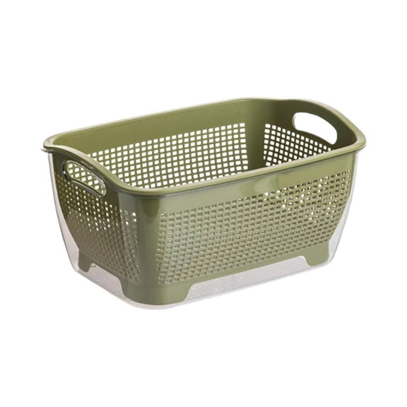 PuSpu Home Decoration Kitchen Utensils Double-Layer Drainage Basket Fruit Bowl & Rice-Washing Multifunctional Leak-Proof Plastic Wash Basin, Green, 33*23.5*14.5 cm