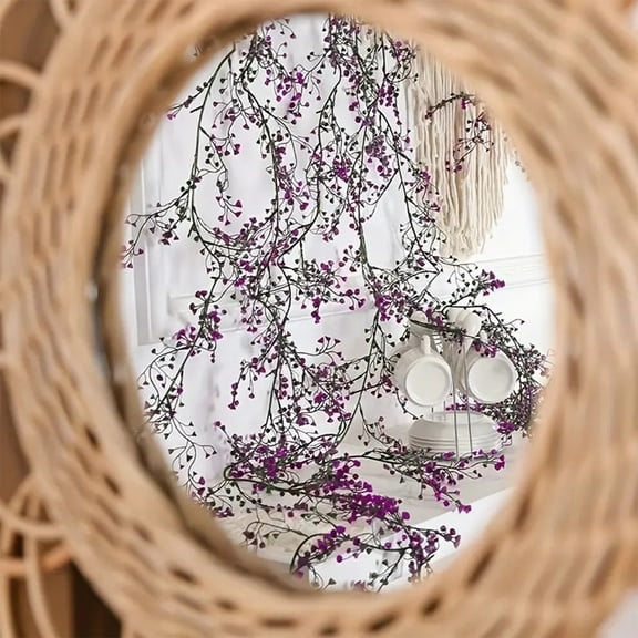 PuSpu Home Decoration Simulation Rattan Home Wall Hanging Wisteria Beans Flower Vines Wall Outdoor Ceiling Simulation Green Plant Rattans Home Indoor Ornament