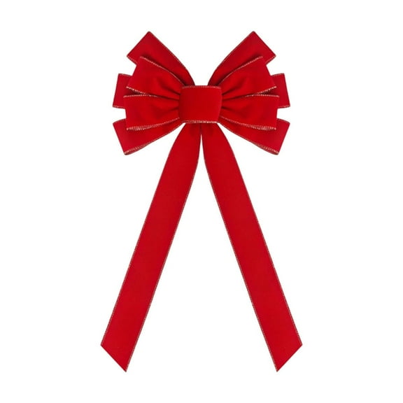 PuSpu Home Decoration Velvet Ribbon Christmas Red Swallowtail Bow Decoration Wires Trims Flocking Bow Home Indoor Ornament
