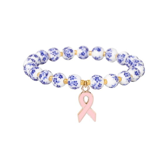 PuSpu Ladie Jewelry Chain Woven Pinks Ribbon Bracelet Charity Jewelry