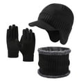 thumbnail image 1 of PuSpu Men's Thick Warm Knitted Hat Scarf Gloves Three Piece Set Outdoor Commuting With Fleece And Warm Touch Screen Gloves, 1 of 3