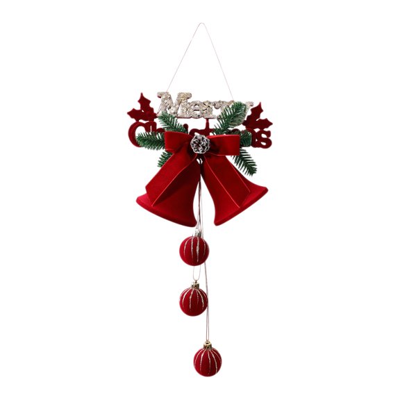 PuSpu Nordic Christmas Bells Ornament 13cm 1pc Red Flocked Fabric Window Hanging Decorations Holiday Home Party Decor Festive Embellishments