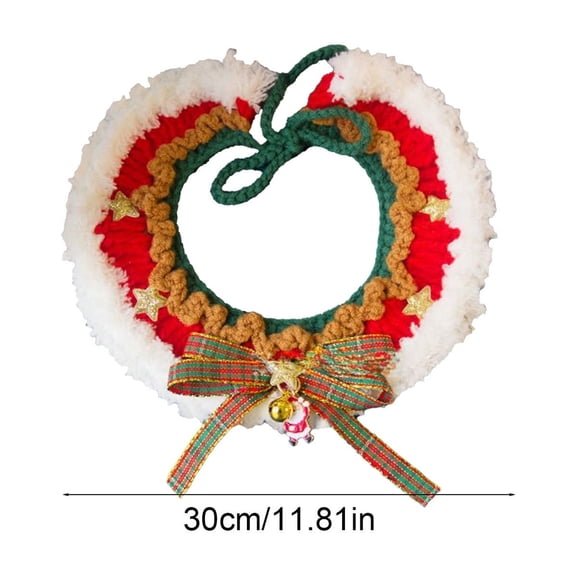 PuSpu Pet Supplies Christmas Pet Neck Ornaments Cats And Dog Wool Hand-woven Decorative Collars Bow Cottons Thread Decoration Suitable For Christmas Decoration