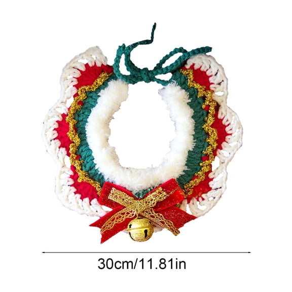 PuSpu Pet Supplies Christmas Pet Neck Ornaments Cats And Dog Wool Hand-woven Decorative Collars Bow Cottons Thread Decoration Suitable For Christmas Decoration