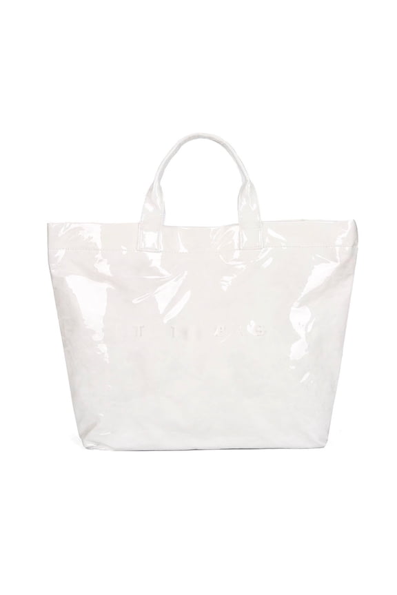 Plastic Zipper Tote Bag, Kraft Paper Beach Bag Large Hobo Carry All Travel Shopping Handbag Plastic Shoulder Bag