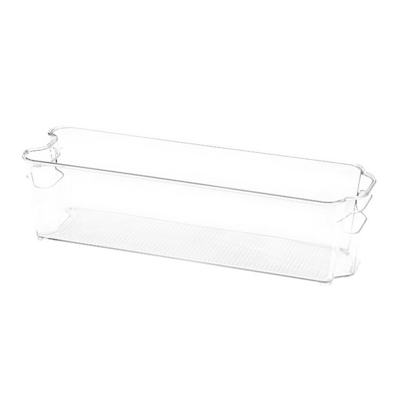 PuSpu Refrigerator Fresh Storage Box - Clear PET Narrow Food Organizer 1Pcs, 14.57x3.54x3.54in Open Design for Easy Access, Stackable, Fits Kitchen Drawer/Freezer, Keeps Food Fresh