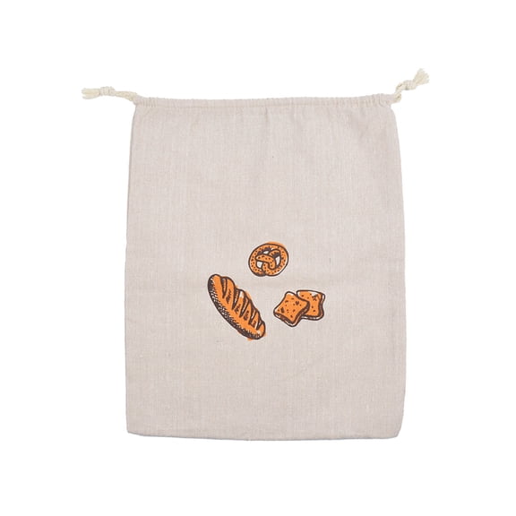 PuSpu Reusable Cotton-Linen Bread Bag, 38x31cm Beige Set Of 3, Eco-Friendly Drawstring Closure, Keeps Artisan Loaves Fresh In Kitchen Storage