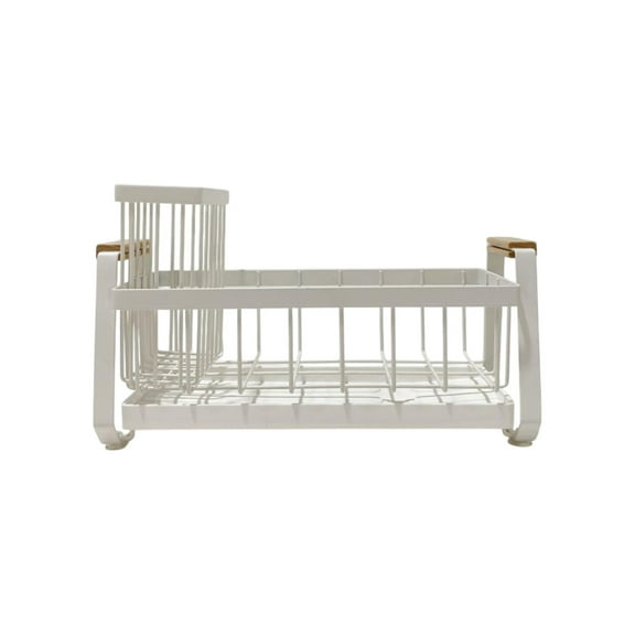 PuSpu Sink Caddy Organizer 26.8x12.5x10.2cm White Stainless Steel Sponge Rack with Drainage Tray & 4 Suction Cups, Rustproof Countertop Holder for Soap Dispenser, Brush, Kitchen & Bathroom