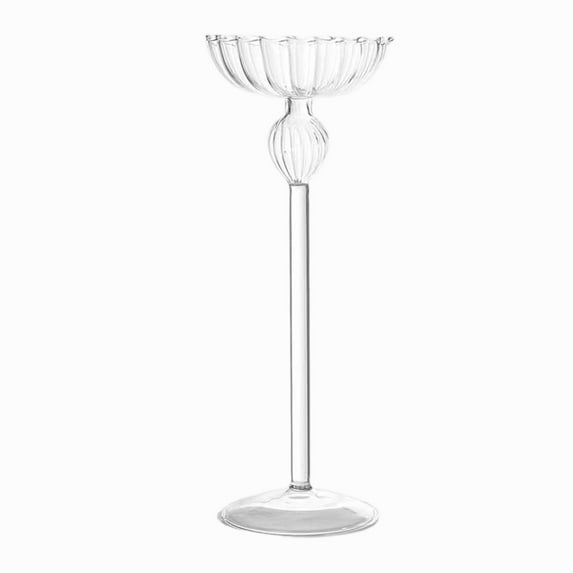 PuSpu Tall Glass Candle Holders Striped Candelabra Cup For Romantic Candlelight Dinner Wedding Or Home Decor Multiple Heights Available