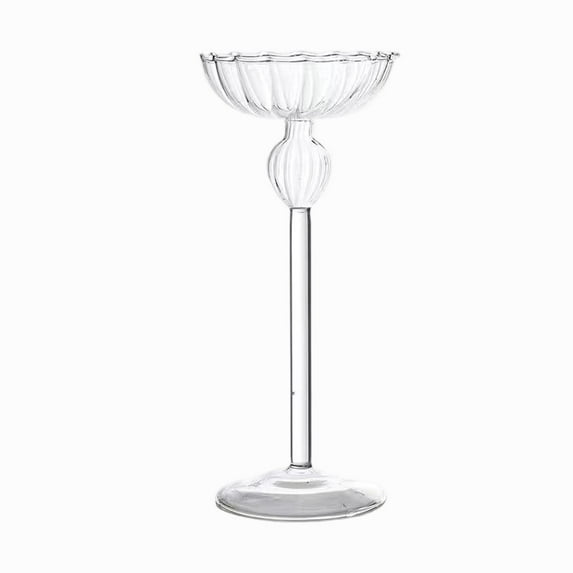 PuSpu Tall Glass Candle Holders Striped Candelabra Cup For Romantic Candlelight Dinner Wedding Or Home Decor Multiple Heights Available