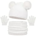 thumbnail image 1 of PuSpu Three-piece Set For Boys And Girls Including Hat Scarf And Gloves With Fleece Lining And Thickening For Fall And Winter One-ball Baby Hat, 1 of 6