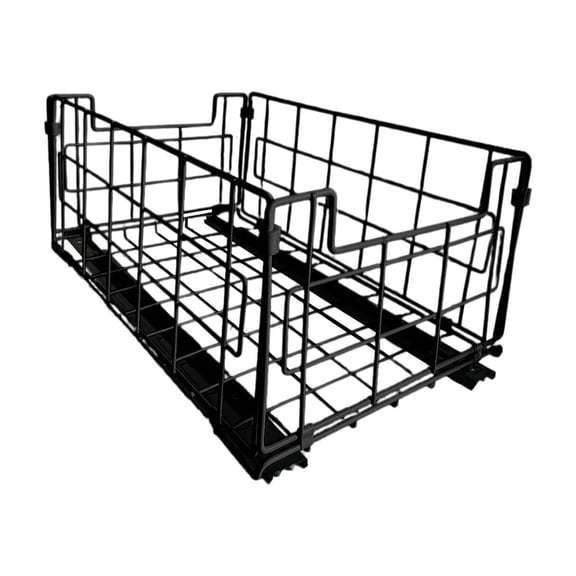 PuSpu Under Sink Pull Out Shelf 38x34x26cm 1Pcs Black Stainless Steel Kitchen Bathroom Spice Rack Sliding Organizer Space Saver