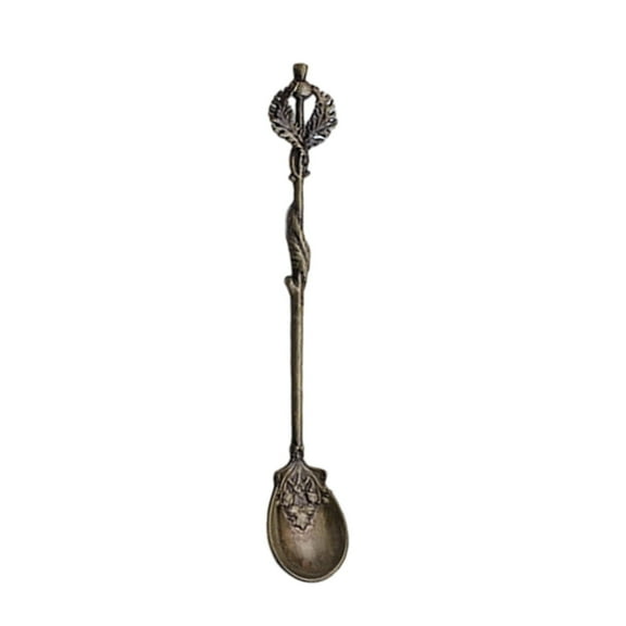 PuSpu Vintage Metal Coffee Spoon – Home Decoration Kitchen Utensils 12.5 cm Alloy Tea / Dessert / Stirring Spoon, Bronze Relief Handle, Western Tableware & Photo Prop