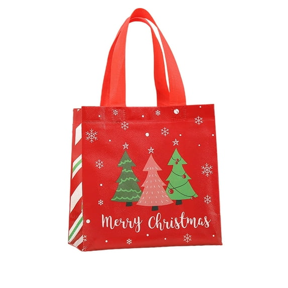 PuSpu Xmas Red Non-woven Foldable 20x20x9 cm Waterproof Santa Snowflake Tree Storage Bag Holiday Decor Reusable 1pc