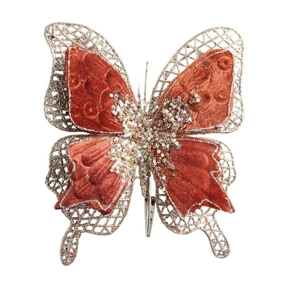 PuSpu Xmas Tree Butterflies Decor Artificial Christmas Butterflies Ornament With Clip Glitter For Christmas Tree Wedding Birthday Party Garland Christmas Tree Ornaments