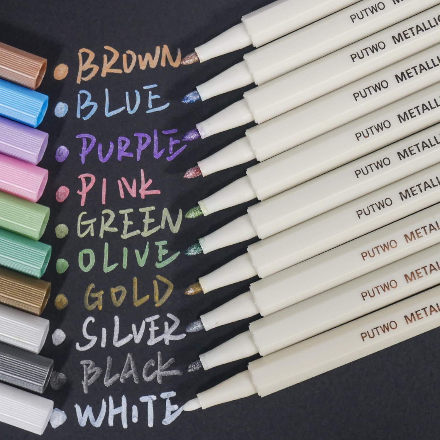 PuTwo Set of 10 Marker pens Coloured Pencils DIY for Photo Scrapbook Album use, Multicolor, 10