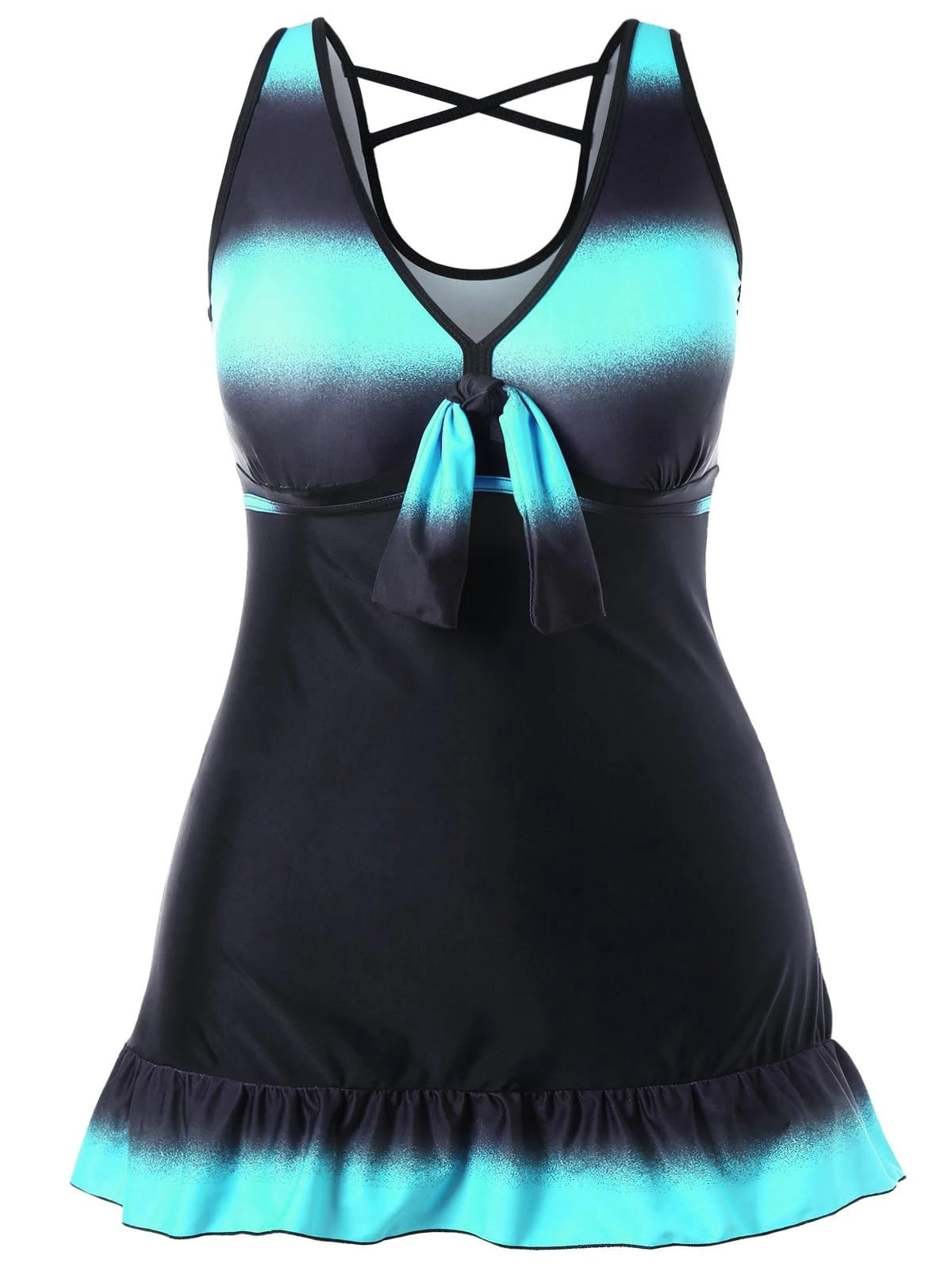 Puawkoer COLOR BLOCKING TANKINI SWIMSUIT Bathing Suit for Big Busted