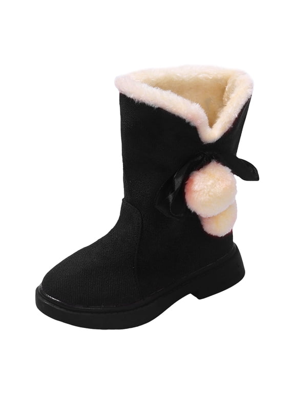 Children Shoes Flat High Rain Boots Girls Boots Fashionable Soft Soles Kid Rain Boots Velvet Warm Snow Boots Bling Boots Kids Outdoor Princess Boots