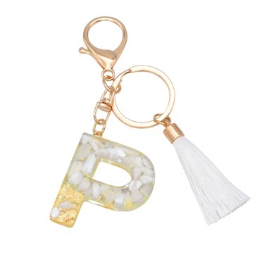 Puawkoer Creative Keychain Color Letter Key Rings Heavy Duty Large Keychain Translucent Resin Pendant Wrist Key Holder Stretchy Personalized Keychains Personalized Keychain Letter Tr