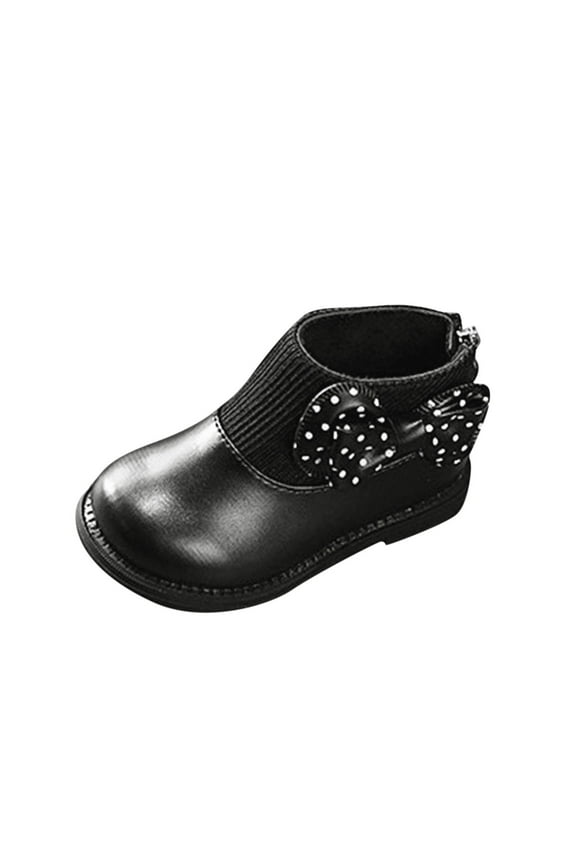 Fashion Autumn and Winter Girls Booties Size 12 Girls Boots Round Toe Kid Rain Boot Flat Sole Thick Sole Winter Boot Non Back Zipper Girls Leopard Boots Cute Pol