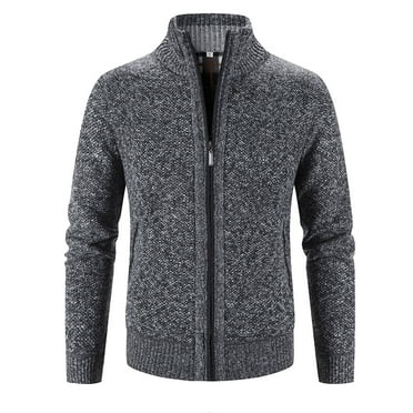Puawkoer Men's Winter Long Sleeved Jackets for Men with Hood Plus Velvet Hoodless Plaid Jacket Mens Casual Sweater Cardigan Jacket