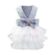 Puawkoer Pet Dog Summer Bottoming Pet Clothes Extra Large Stripe Print Dress Clothes Medium Size Dog Clothes Pet Cat Dress
