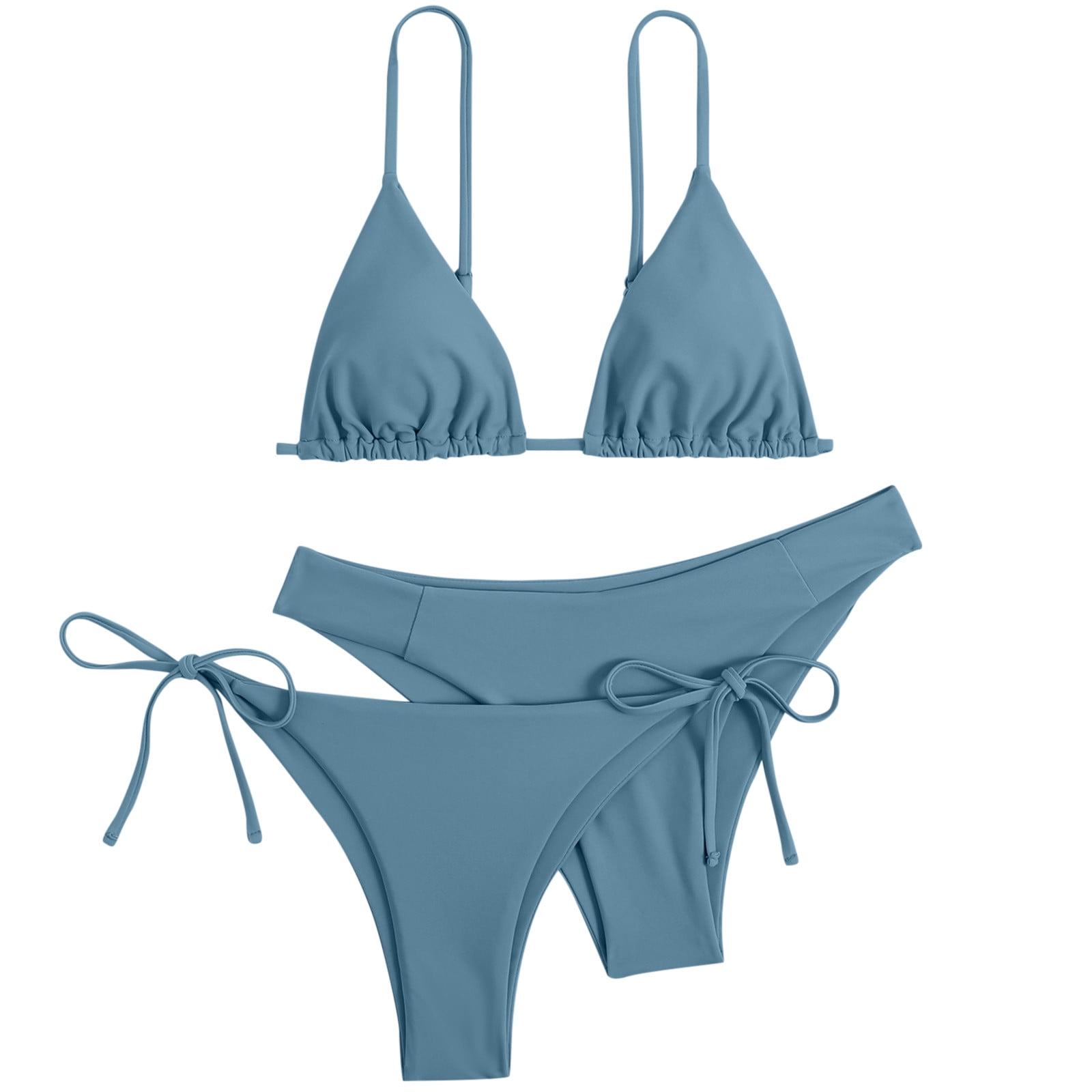 Puawkoer Women 3pc Bandeau Bandage Bikini Set Push Up Brazilian