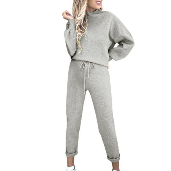 Puawkoer Women Fashion Casual Solid Wedding Pant Suits for Women Elegant Shirt Round Neck Blouse Dressy Outfit for Women Pocket Pant Suit