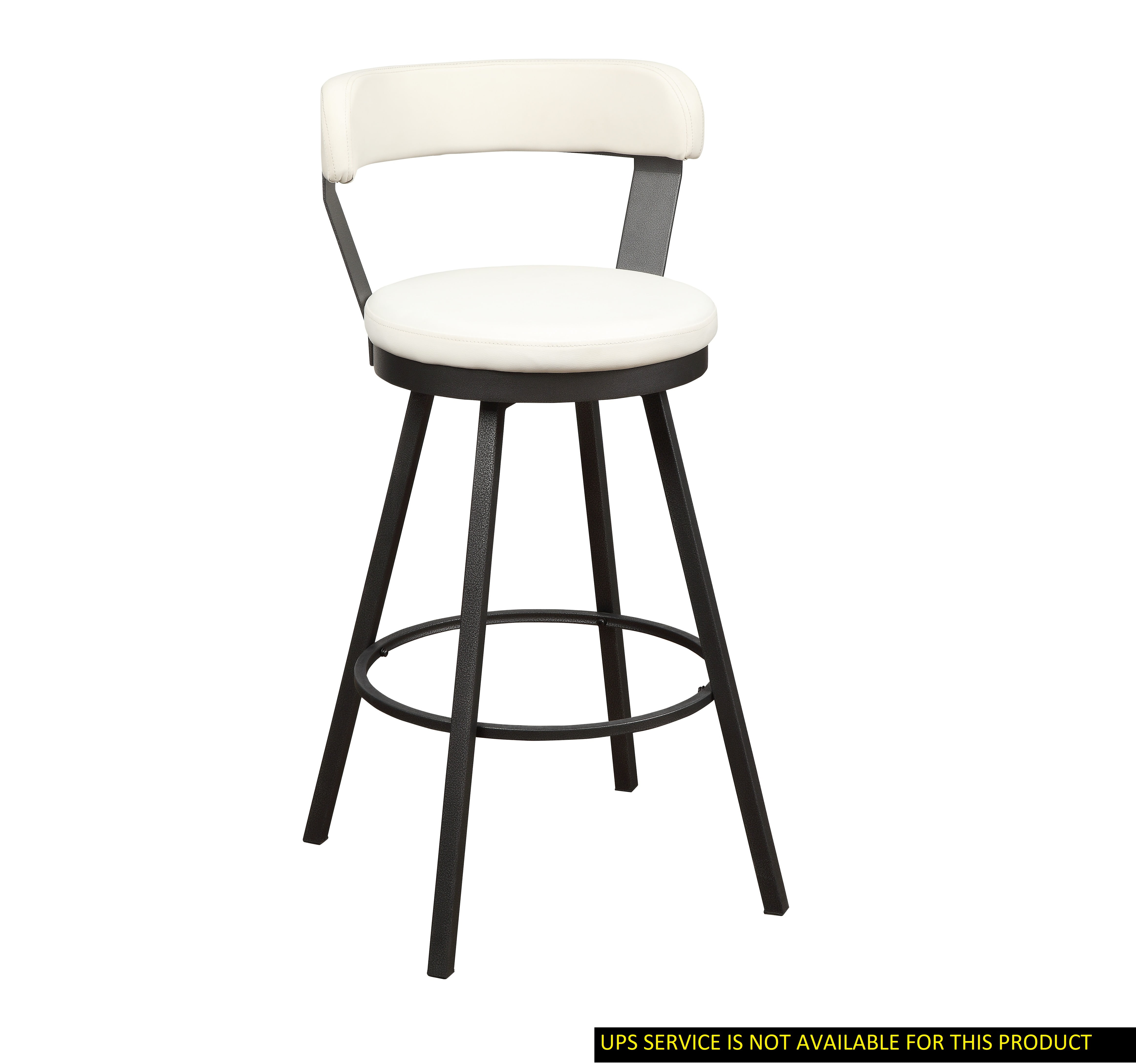 Pub Chairs 2pc Set White PU Upholstered Metal Base 29inch Counter